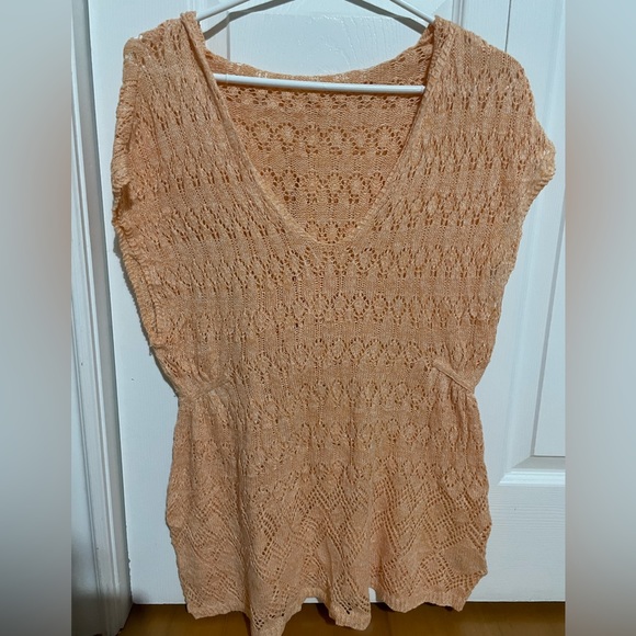 - Anthropologie Moth orange sherbert hooded pointelle sweater pullover - Picture 5 of 5
